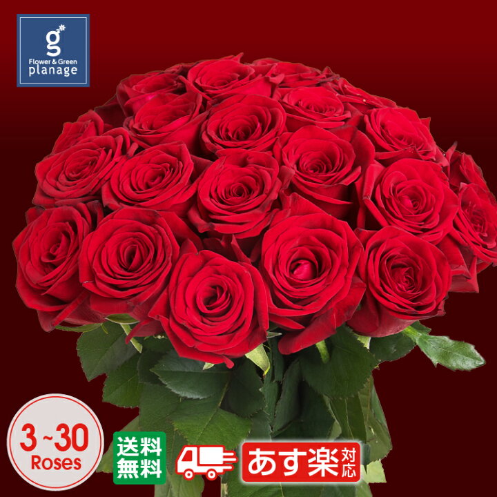 楽天市場 クール便対応 本数指定可 赤バラ3 30本 プリ花対応高級赤バラの花束 ギフト 激安 誕生日 記念日 結婚記念日 退職 誕生日 プレゼント 薔薇 結婚祝い 還暦 金婚式 成人ホワイトデー Flowershop Planage プラナージュ