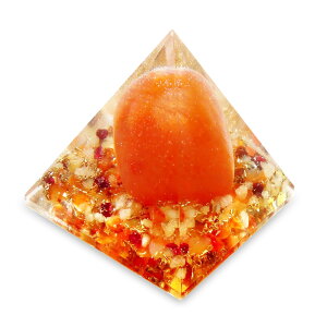 火のアゲートのピラミッドオブジェ 《ボヘミアンオルゴナイト》 5×5cm【オルゴナイト/電磁波対策/パワースポット/ピラミッド】