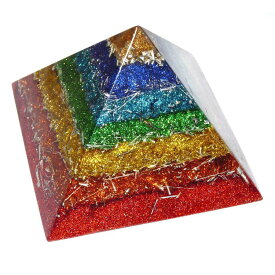 チャクラピラミッドオブジェ 《ボヘミアンオルゴナイト》 9×6.5cm【オルゴナイト/電磁波対策/パワースポット/チャクラ/ピラミッド】