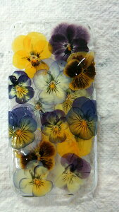 当店オリジナルハンドメイドスマホケースパンジーミックスiphone6用【レジン・アクセサリー・ハンドメイド・押し花・スマホケース・クリア・iphone】