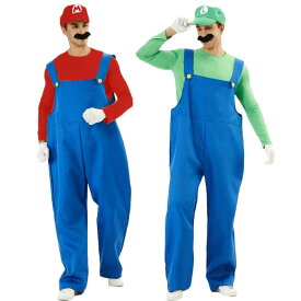 スーパーマリオブラザーズ メンズ マリオ デラックス コスチューム 4点セット 大人用 男性用 ハロウィン 仮装 衣装