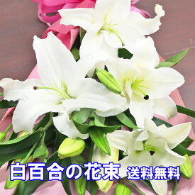 花 花束 ユリ 百合の花束 白百合 12輪以上又は16輪以上 お祝 正月 年賀 ギフト 大輪系オリエンタルリリー ゆり ユリ 白百合 3本または4本のどちらかをご選択下さい