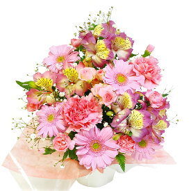 【オススメ】　季節のアレンジ・ピンク系　【花ギフト お花 贈り物 花 お花 プレゼント 記念日 誕生日 お祝い 祝い花 アレンジメント 一部地域送料無料】