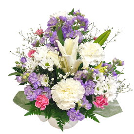 アレンジメント・ファミリア 【御供 命日 四十九日 一周忌 お彼岸 お盆 弔事 供花 仏花 アレンジメント 宅配 配送 生花】