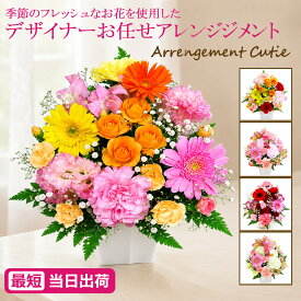 敬老の日 おまかせ フラワーギフト 誕生日 花 プレゼント 花束 アレンジメント お祝い 結婚祝い 記念日 退職祝い 開店祝い 生花 ギフト 送料一部無料 翌日配送 アレンジメント ＆ 花束Cutie