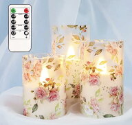 【送料無料】ろうそくの様な照明。（電池使用）ピンク　桜　薔薇　バラ柄　記念　敬老の日　敬老　灯り …