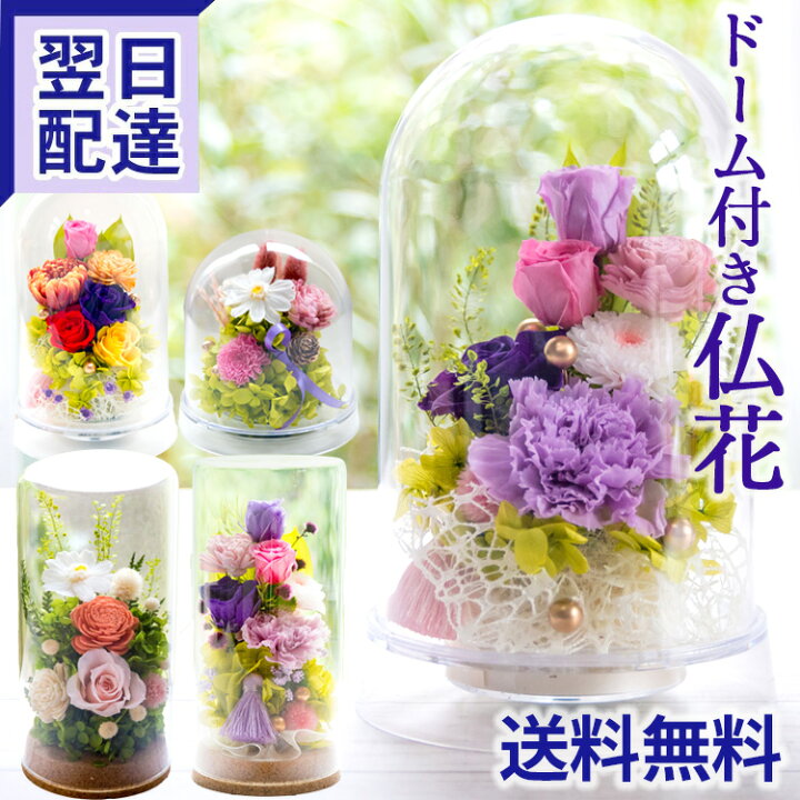 楽天市場】お供え 花 プリザーブドフラワー 仏花 仏壇用 ガラスドーム 