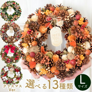 新作 リース Lサイズ 2026 直径約32～34cm 翌日配達 予約 ハロウィン クリスマスリース 秋 冬 玄関 おし