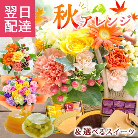 【最短翌日★14時〆】選べる 季節のアレンジ スイーツ フラワーアレンジメント 千疋屋 スターバックス 秋の花 ハロウィン お祝い 誕生日 花 ギフト アレンジメント プレゼント フラワーギフト お花 生花 贈り物 薔薇 おしゃれ フラワーキッチン 最強配送 送料無料 秋 FKAA