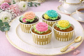 【母の日/誕生日の特別ギフトに】【4個セット】食べられるお花のカップケーキ 5号相当 食べられるお花のケーキ 誕生日ケーキ バースデーケーキ お祝い クリスマスケーキ お歳暮