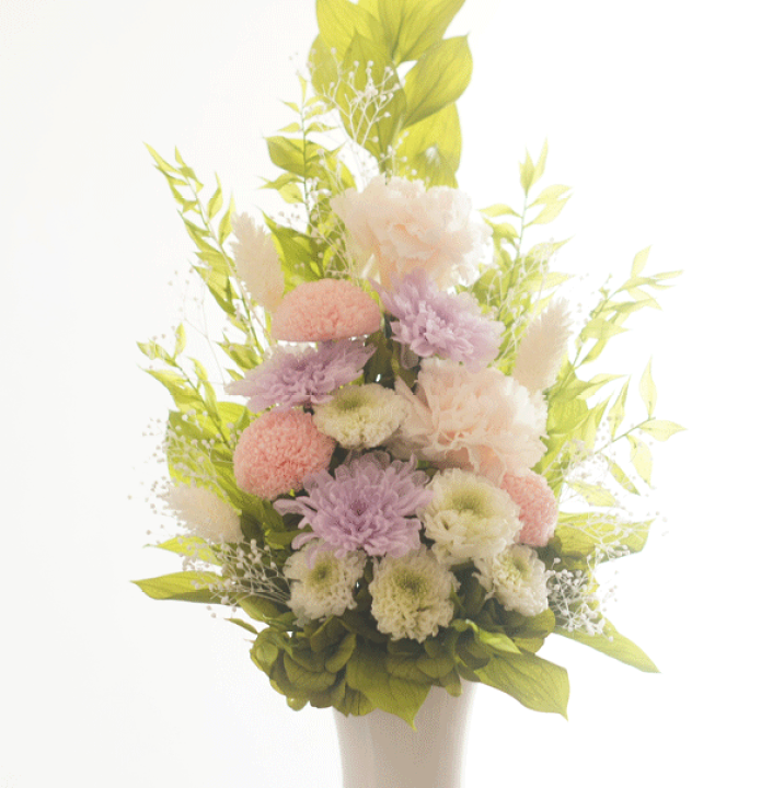 楽天市場】高さ40センチ カーネーションと菊の仏花（ピンク×紫