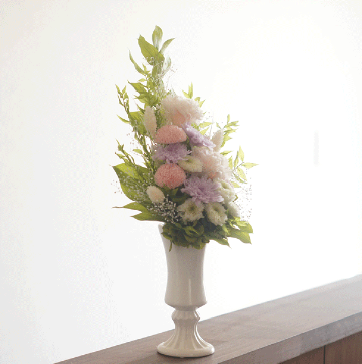 楽天市場】高さ40センチ カーネーションと菊の仏花（ピンク×紫） 全て