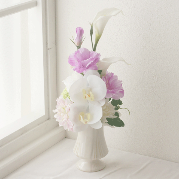 楽天市場】胡蝶蘭とカラーとダリアの仏花 ご自宅の花立てに飾って頂け