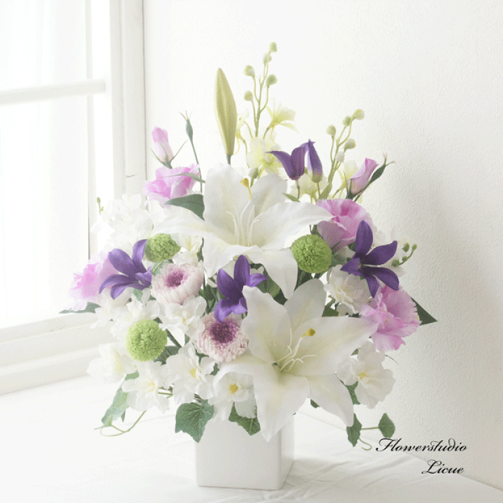 仏花 お供え花 造花アレンジ クレマチス 初盆 法事 【公式通販】