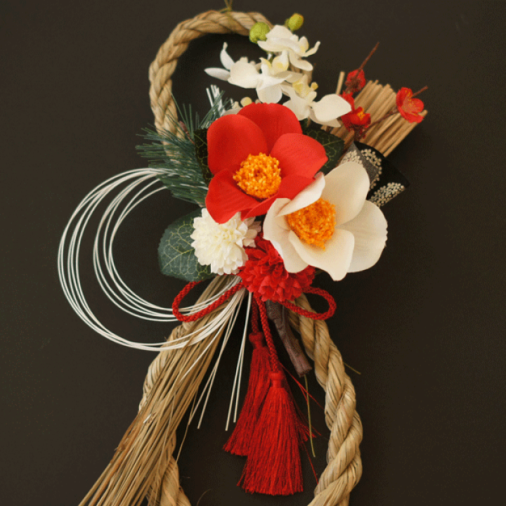 しめ縄リース　胡蝶蘭 再販×18】＊お正月飾り しめ縄 胡蝶蘭（レッドタッセル）＊ しめ縄