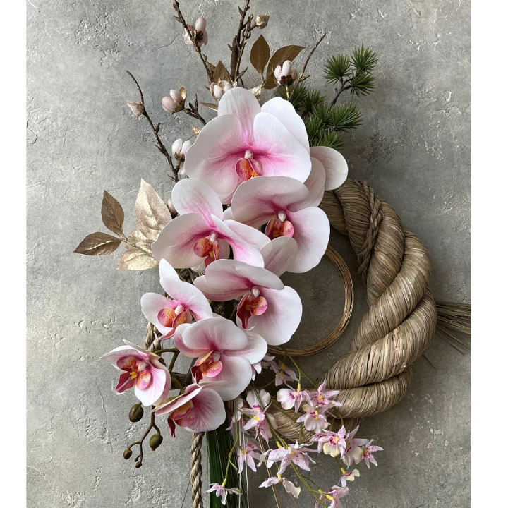 楽天市場】特大しめ縄 ピンクの胡蝶蘭の華やかスペシャルしめ縄 店舗用
