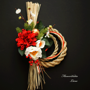 【早割中】 ダリアと椿と梅のお正月飾り お正月飾り しめ縄 しめ縄 おしゃれ しめ縄 モダン しめ縄リース しめ縄 リース