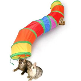 トンネルペット用の おもちゃ トンネル ペット玩具, 猫トンネル ペット用品おもちゃ キャットトンネル 折りたたみ式3つのトンネル 子犬 うさぎ フェレットなど噛むおもちゃ ボールに付き (