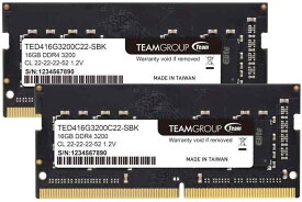 Team ノートPC用メモリ SO-DIMM DDR4 3200MHz PC4-25600 16GBx2枚組 32GBkit 日本国内無期限正規