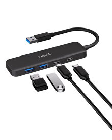 デュアルUSB C USB A 3.0ハブ。2* USB-C 3.0と2* USB-A 3.0の4ポート、ラップトップ、PS4、フラッシュドライブ、HDD、Xbox、プリンタ、マウス、キーボード、コンピュータアクセサリ用の超薄型ポータブ