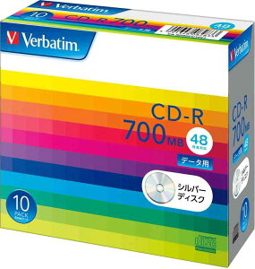 Verbatim �o�[�x�C�^�� 1��L�^�p CD-R 700MB 10�� �V���o�[�f�B�X�N 48�{�� SR80FC10V1