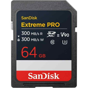 SanDisk 64GB Extreme PRO SDXC UHS-II �������[�J�[�h - �ő�300MB/�b�̓ǂݎ��Ə������ݑ��x�AV90�A8K�A4K UHD�ASD�J�[�h - SDSDXDM-064G-GN4IN�B