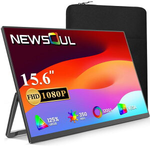 15.6�C���` ���o�C�����j�^�[ Newsoul ���o�C���f�B�X�v���C ���[�P�[�X�t�� �t��HD IPS 125%�L�F�� �y�ʔ��^ �|�[�^�u�����j�^�[ PS5/PS4/�X�}�z/PC/Mac �Ή� �X�^���h�t�� �c�u�� �X�s�[�J�[���� VESA