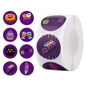 【2025年ハロウィン飾り】ハロウィンシール 8柄 500枚入り 円形 直径25mm かわいい DIY 素材 ギフト お菓子 贈り物 シール ラッピング 飾り ステッカー 誕生日 プレゼント