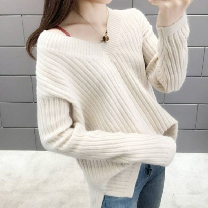 楽天市場 クーポン利用で Off ニットセーター レディース 長袖 Vネック ニット セーター チュニック リブニット Vネックセーター 春 秋 冬 プルオーバー 大きいサイズ オーバーサイズ ゆったり おしゃれ かわいい 可愛い きれいめ 暖かい あったか 白 ホワイト