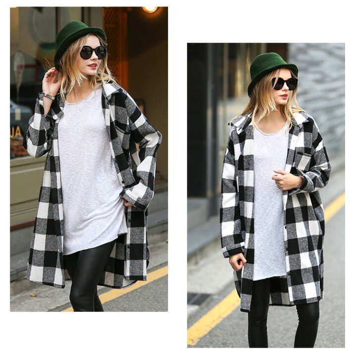 楽天市場 クーポン利用で Off ロングシャツ レディース 春 秋 ギンガムチェック シャツ ロング丈 長袖 大柄チェック 羽織り チェック コットン カーディガン 綿100 ゆったり アウター 大きめ 大きいサイズ レトロ 体型カバー カジュアル 赤 黒 Felmer