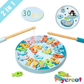 木製おもちゃ 魚釣りおもちゃ 魚釣りゲーム マグネット 磁石 釣り竿 収納ポーチ付き 動物 ペンギン 知育玩具 指先訓練 アルファベット 英語おもちゃ 木製パズル 赤ちゃん 子供 男の子 女の子 クリスマス プレゼント 出産祝い 贈り物【海外通販】