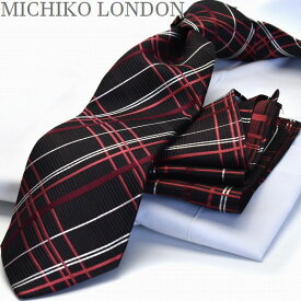 MICHIKO LONDON ミチコロンドン ネクタイ 父の日 プレゼント ギフト就活 仮装 コスプレ ※通常より長いです。 超ロング 大きいサイズ LL 3L C-LON-MHT-101 チーフ付