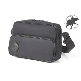 ハンティングワールド HUNTING WORLD ショルダーバッグ メンズ キャンバス×レザー ブラック 斜め掛け バッグ ブランド 軽量 通勤 通学 旅行 おしゃれ ギフト プレゼント 人気モデル 正規品