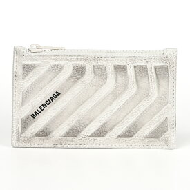 バレンシアガ コインケース BALENCIAGA カードケース ミニ財布 レディース メンズ ホワイト シルバー系 レザー ジップ付き ロゴ ブランド 高級感 ギフト プレゼント 母の日 クリスマス 人気