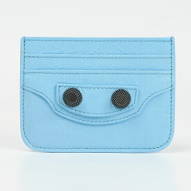 バレンシアガ カードケース BALENCIAGA レディース 名刺入れ パスケース クラシック メタルボタン ライトブルー レザー コンパクト ブランド ギフト プレゼント 人気 本物 正規品