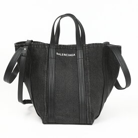 BALENCIAGA バレンシアガ トートバッグ Sサイズ ブラック デニム×レザー 2WAY ショルダー付き ハンドバッグ レディース 高級 ブランドバッグ 人気モデル 672791 2AARG 1000 正規品