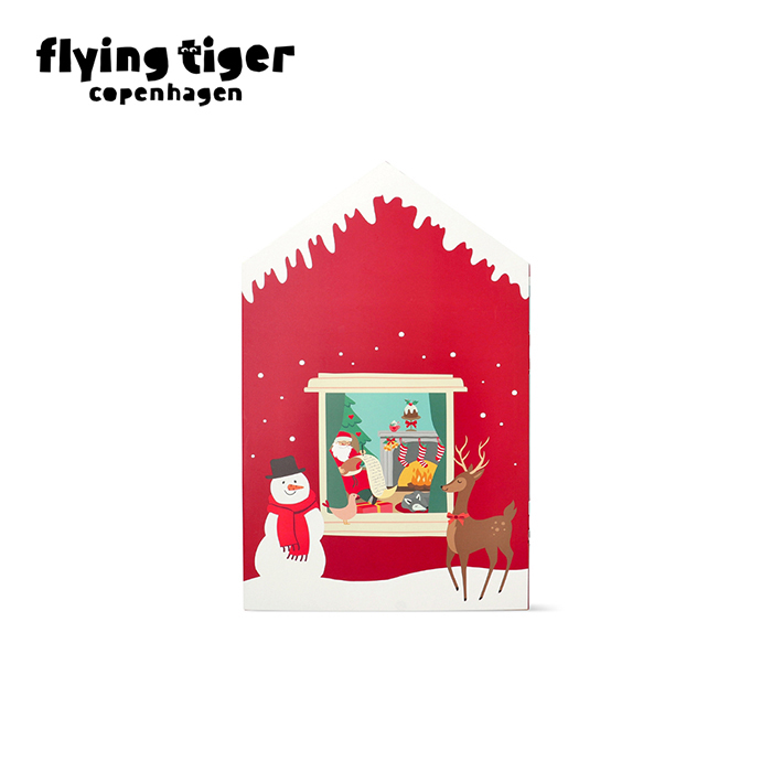 肌触りがいい アドベントカレンダー（サンタのお家） クリスマス christmas Xmas サンタクロース パーティ party イベント サイズ：縦44cm×横28cm×高さ5cm  北欧 ﾌﾗｲﾝｸﾞﾀｲｶﾞｰｺﾍﾟﾝﾊｰｹﾞﾝ Flying Tiger Copenhagen 公式 クリスマス