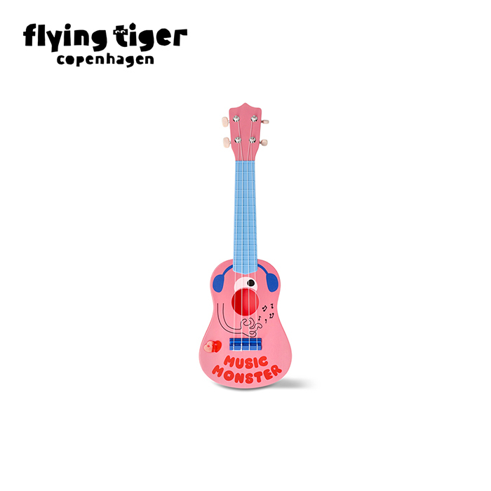 ウクレレ キッズ おもちゃ 楽器 勉強 初めての楽器 知育玩具 簡単 モンスター ギター カラフル 可愛い キュート サイズ：縦57.5cm×横18cm×厚み6cm  北欧 ﾌﾗｲﾝｸﾞﾀｲｶﾞｰｺﾍﾟﾝﾊｰｹﾞﾝ Flying Tiger Copenhagen 公式