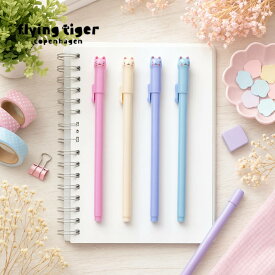 【フライングタイガー公式】グリッターペン デンマーク 猫 キャット ボールペン 文房具 筆記用具 ステーショナリー 4本セット サイズ：1.3×15.4×1.2cm 北欧