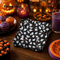 【フライングタイガー公式】ナプキン（2枚セット） デンマーク 布製ナプキン ゴースト 白 黒 ハロウィン …