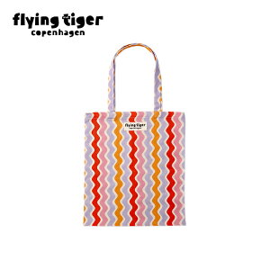 【フライングタイガー公式】トートバッグ トートバッグ テキスタイルバッグ おしゃれ 波模様 ストライプ柄 サイズ:37.5×41.5×0.2cm 北欧