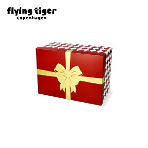 【フライングタイガー公式】ギフトボックス プレゼント ボックス リボン付き 赤 金 クリスマス デンマーク デザイン おしゃれ 再利用可能 丈夫 ラッピング ギフト 贈り物 華やか 高級感 デ