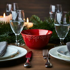 【フライングタイガー公式】ボウル セラミック レッド リボン エンボス デザート スナック サイドメニュー クリスマス テーブルウェア 食器 電子レンジ対応 食洗機対応 北欧 キッチン インテリア ギフト シーズンデコレーション デンマーク 北欧雑貨