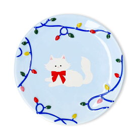 【フライングタイガー公式】プレート デンマーク 皿 猫 キャット クリスマスライト 食器 テーブルウェア 陶器 サイズ：19.8×2.2×19.8cm 北欧 フライングタイガーコペンハーゲン Flying Tiger Copenhagen 公式