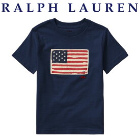 ラルフローレン キッズ Tシャツ 半袖 国旗 アップリケ クルーネック ワンポイント 半袖 定番 ホワイト ネイビー POLO RALPH LAUREN ポロ ラルフ ブランド 丸首 コットン ギフト プレゼント