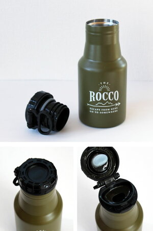 ROCCOロッコワンタッチボトルステンレス直飲み水筒350ml水筒アウトドアキャンプトレッキングレジャー通勤スポーツ保冷保温マイボトルマイ水筒ランチ