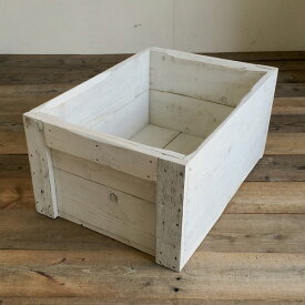 cafemoku リサイクルウッド アンティークボックス 幅42 -2 ホワイト 木製箱 木製ボックス 木製BOX 収納箱 収納ボックス 収納BOX 収納ケース ウッドボックス 木製ストッカー アンティーク風ボックス アンティーク風BOX
