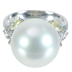 �y�V�i�zK18WG SOUTH SEA PEARL RING ������m�p�[�������O P13.8mm D1.01ct 8.1g �^��Ȋw������ �I�[�������B�[�i�X �ӕʏ�