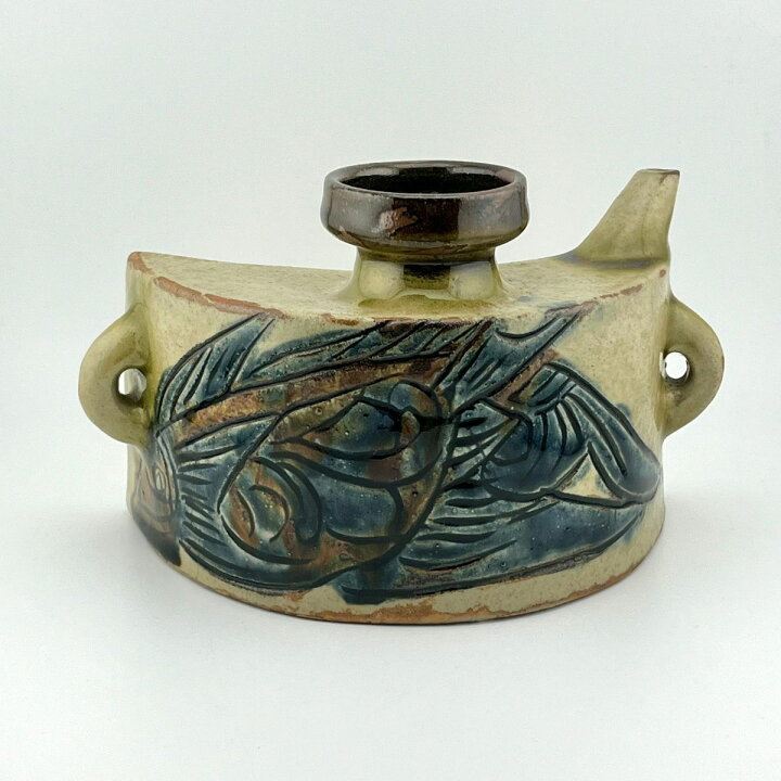 楽天市場】壺屋焼 人間国宝 金城次郎作 魚文抱瓶(箱直筆) やちむん 