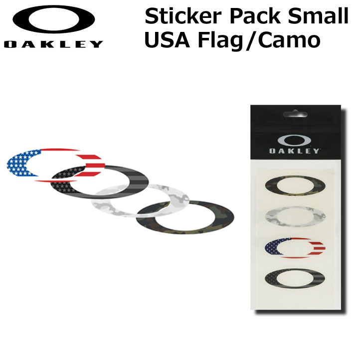 サービス メール便対応 OAKLEYオークリー正規販売店サングラスも大人気 オークリーステッカー OAKLEY オークリー ステッカー Sticker 売り込み Pack 6 あす楽対応 USA Small ロゴ Flag 4枚SET Camo